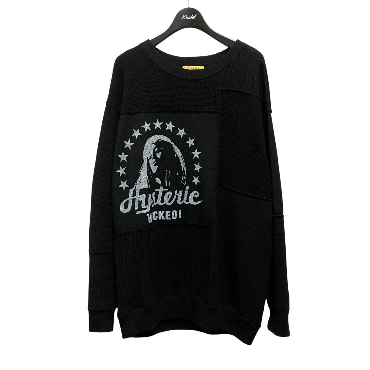 【中古】Hysteric Glamour ティーシャツ編み物 01261NS03 黒いこと 大いさ：F 【290526】（ヒステリックグラマー）