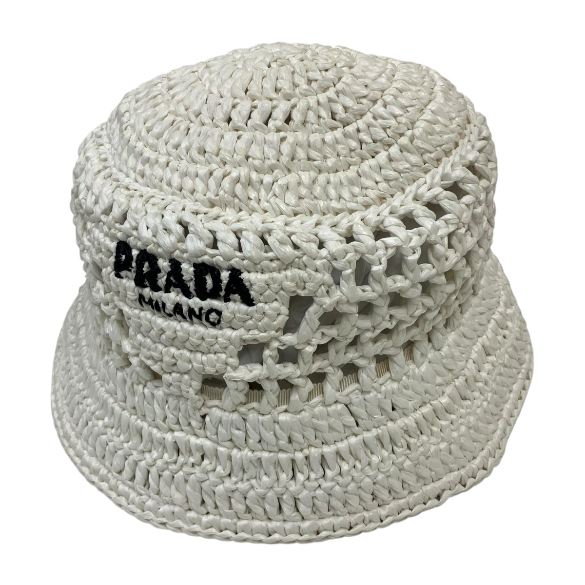 【中古】PRADA 井戸釣瓶かぶり笠 白いこと×黒いこと 【290526】（プラダ）