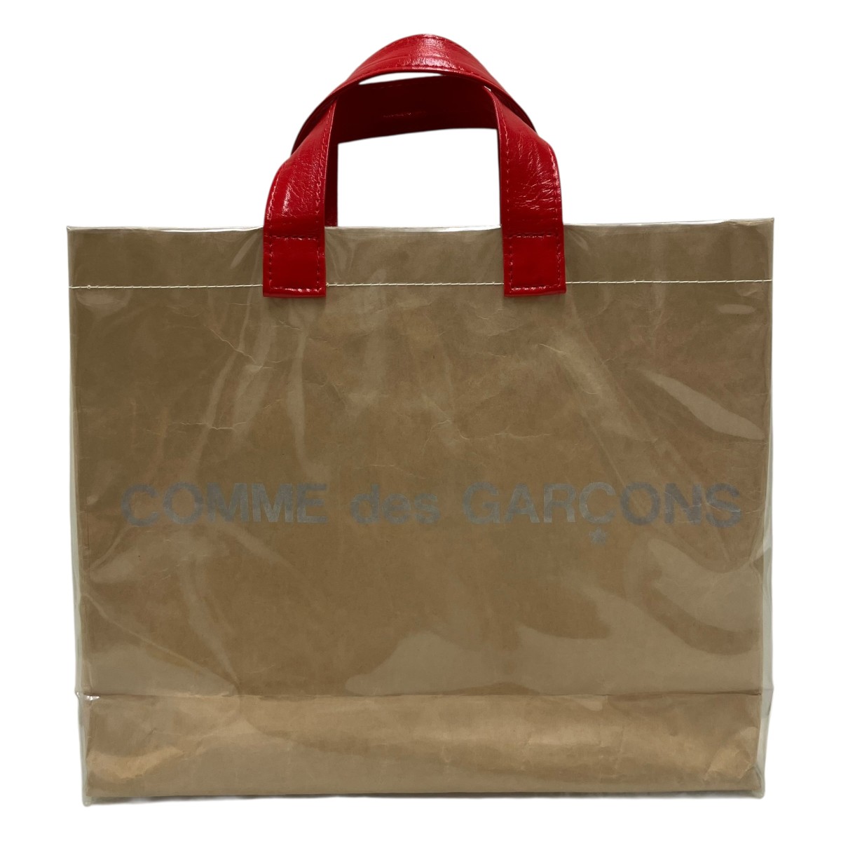 【中古】COMME des GARCONS GIRL ハンドバック ベージュ×赤いこと 【290526】（コムデギャルソンガール）