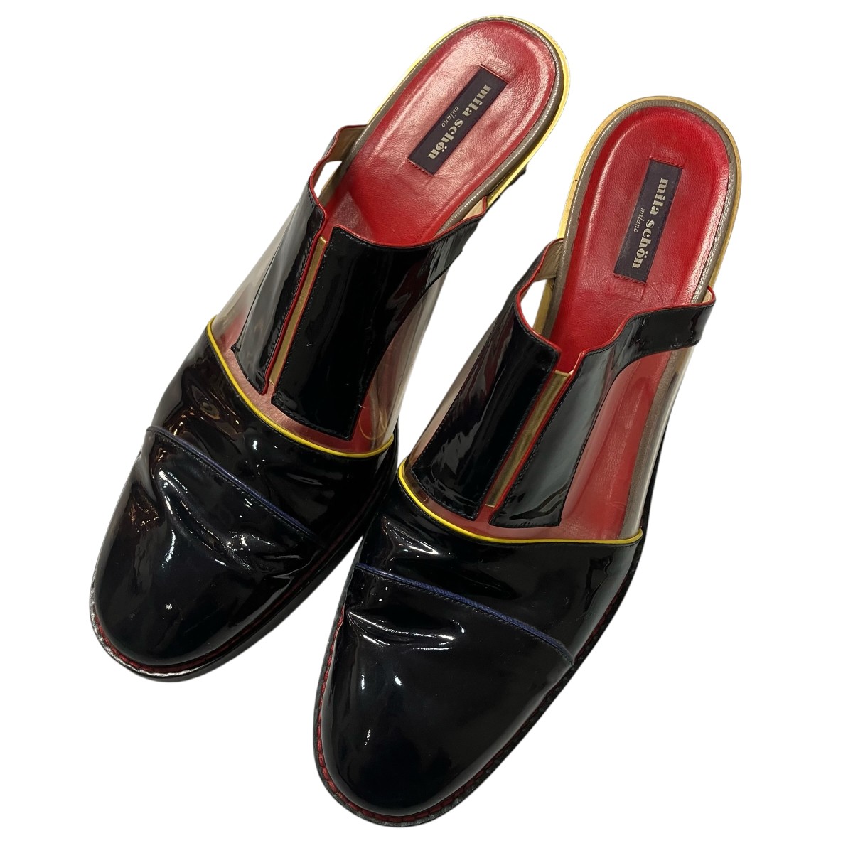 【中古】Mila Schon 踵サンダル 黒いこと×赤いこと 大いさ：40 1/2 【290526】（ミラ・ショーン）
