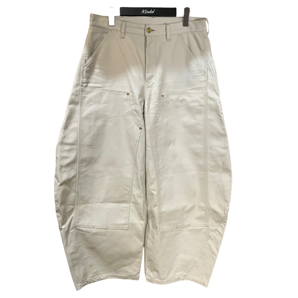 【中古】sacai×CarHartt Carhartt WIP Duck Pants ダブルニーバルーンロングパンツ 象牙色 大きさ：2 【290526】（サカイ×鉄道車両ハート形）