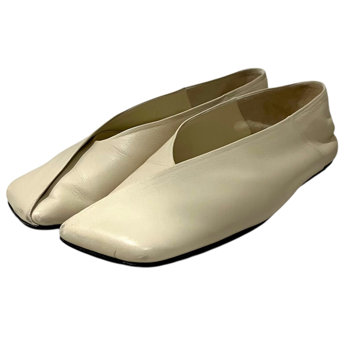 【中古】JIL SANDER レザーフラットシューズ 象牙色 大きさ：38 【290526】（ジルサンダー）