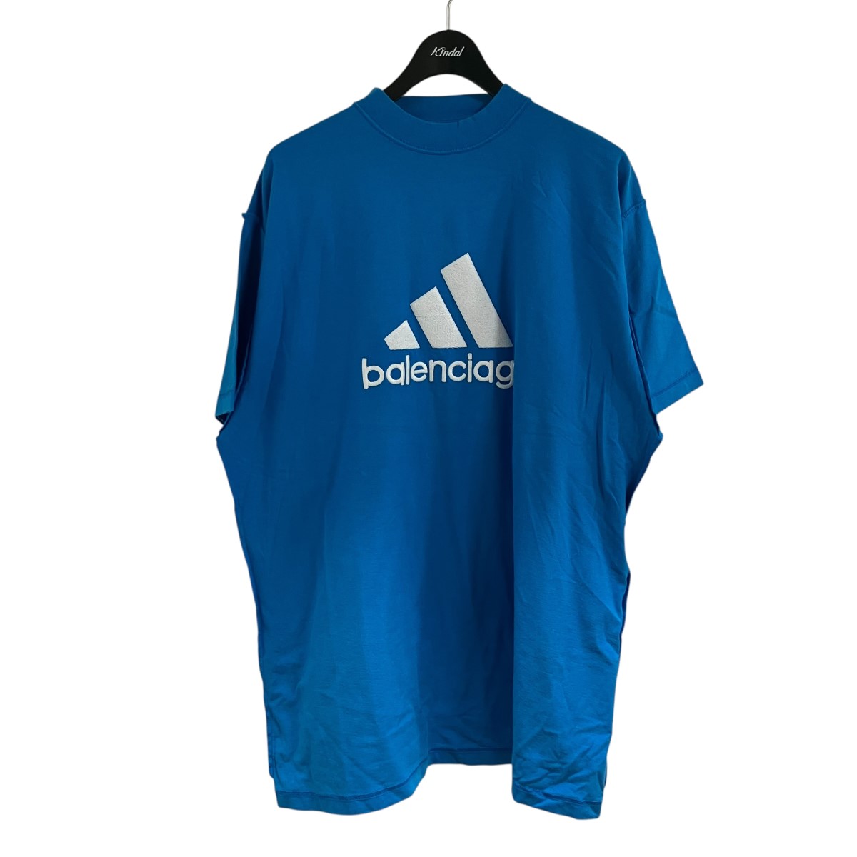 【中古】BALENCIAGA×adidasロゴ刺繍Tシャツ ブルー サイズ:1【価格見直し】|ブランド古着のカインドオル