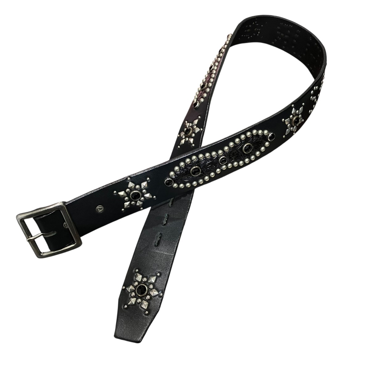 【中古】HTC×SAPEur New Peanut Belt Black スタッズベルト 黒いこと 大いさ：34 【290526】（エイチティーシー×サプール）