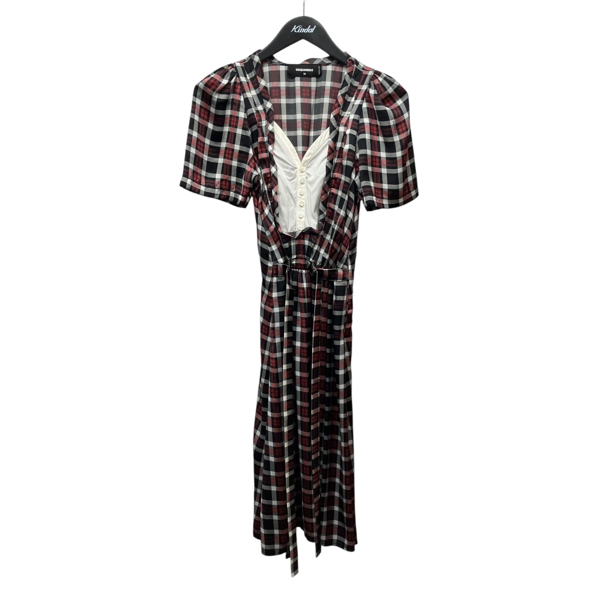 【中古】DSQUARED2 チェックサテンワンピース S75CV0431 赤いこと×黒いこと×白いこと 大きさ：38 【290526】（ディースクエアード）