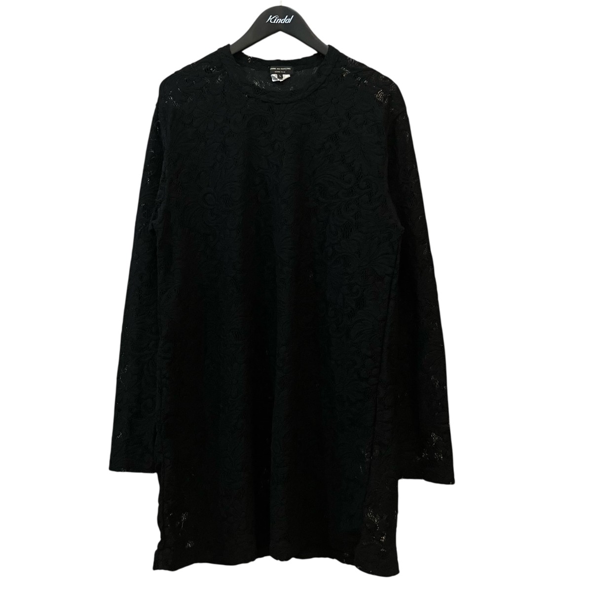 【中古】COMME des GARCONS HOMME PLUS 25SS エステルラッセルレースカットソー PO T034 黒いこと 大きさ：L 【300526】（コムデギャルソンオムプリュス）