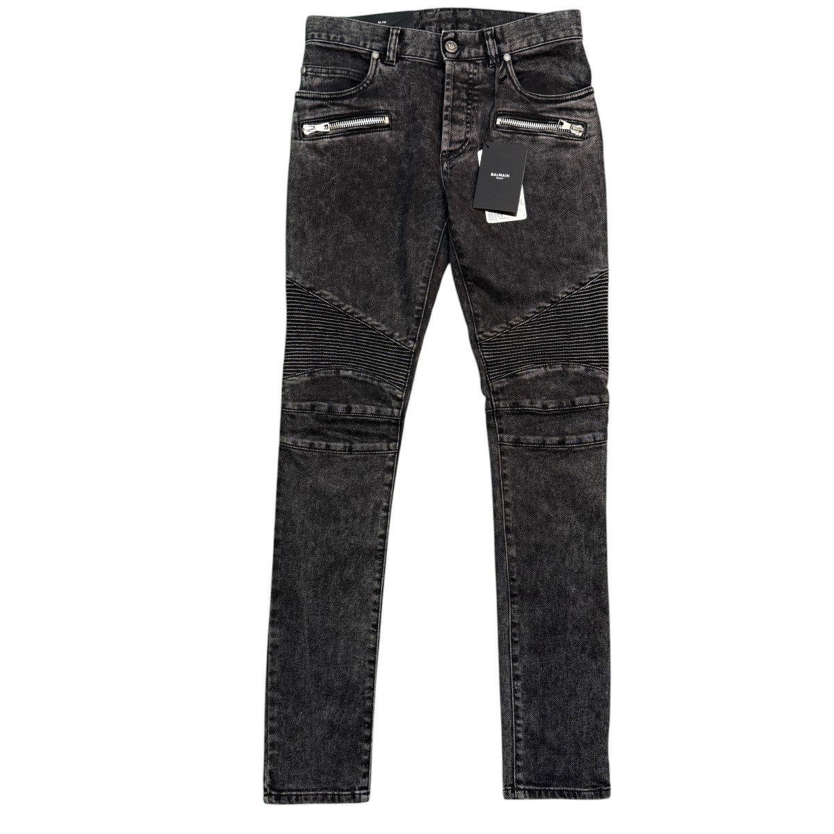 【中古】BALMAIN BH2 PANTS DENIM ZIP SLIM /バイカージップスリムパンツ /MGM05107D ブラック サイズ:28 【290526】(バルマン)|ブランド古着のカインドオル