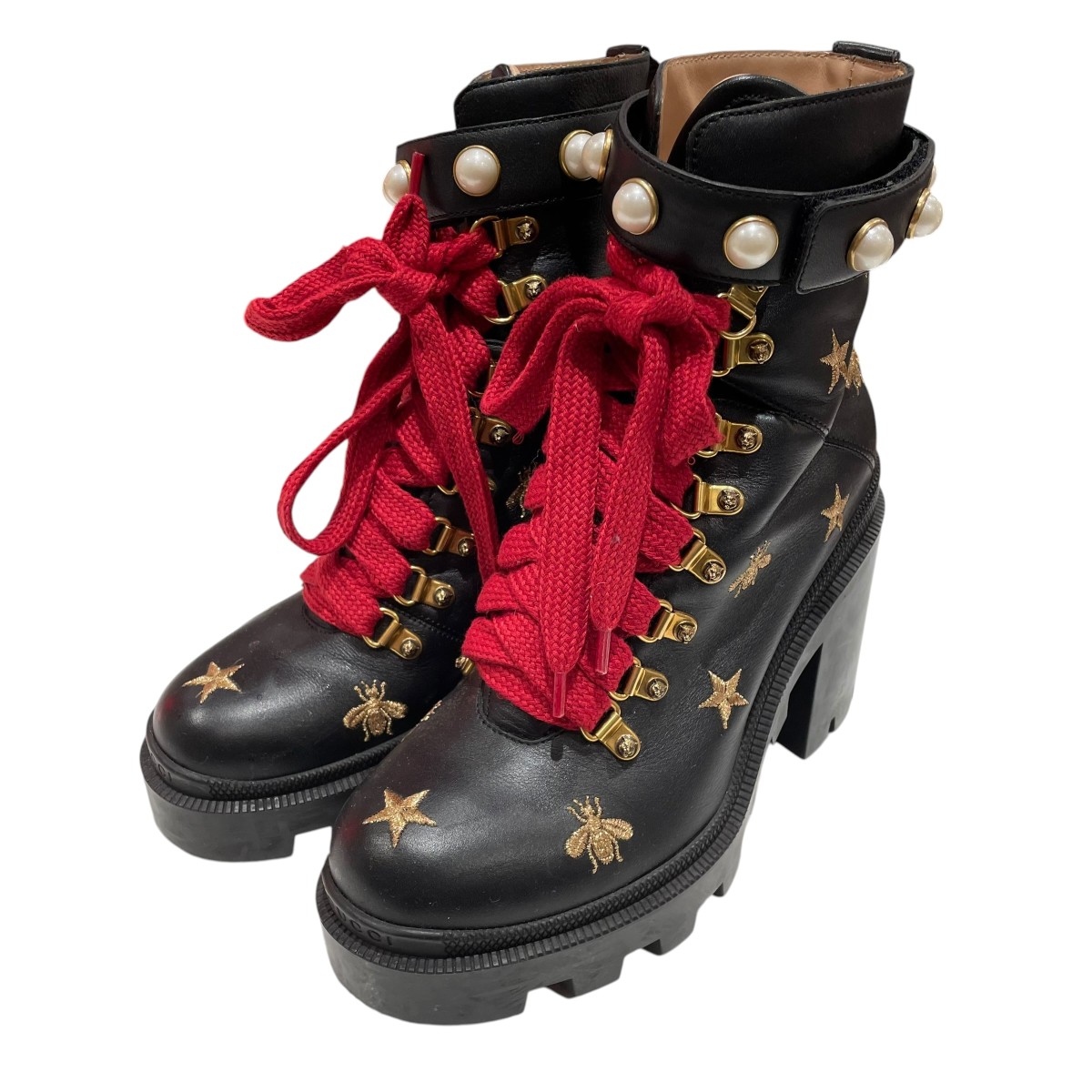 【中古】GUCCI なめし革ブーツ 498695 黒いこと 大きさ：37 1/2 【290526】（グッチ）