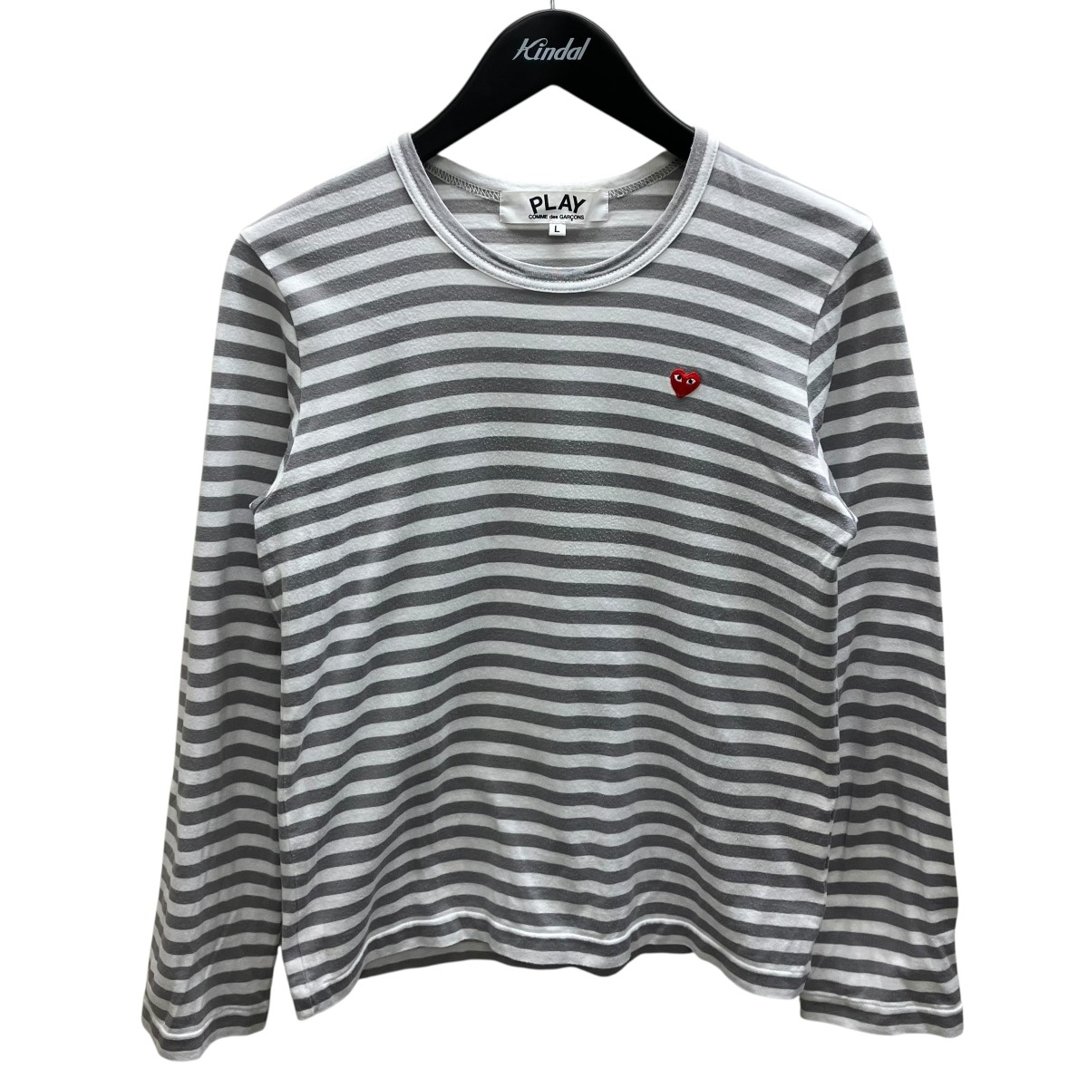 【中古】PLAY COMME des GARCONS ロング衣袂ティーシャツ 白いこと×薄墨色 大いさ：L 【300526】（プレイコムデギャルソン）