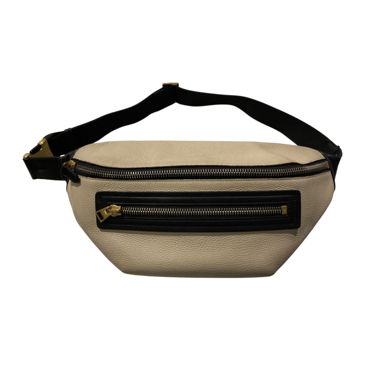 【中古】TOM FORD バイ色合い レザーボディバッグ TFH0409 白いこと×黒いこと 【300526】（トムジェラルド・r・フォード）