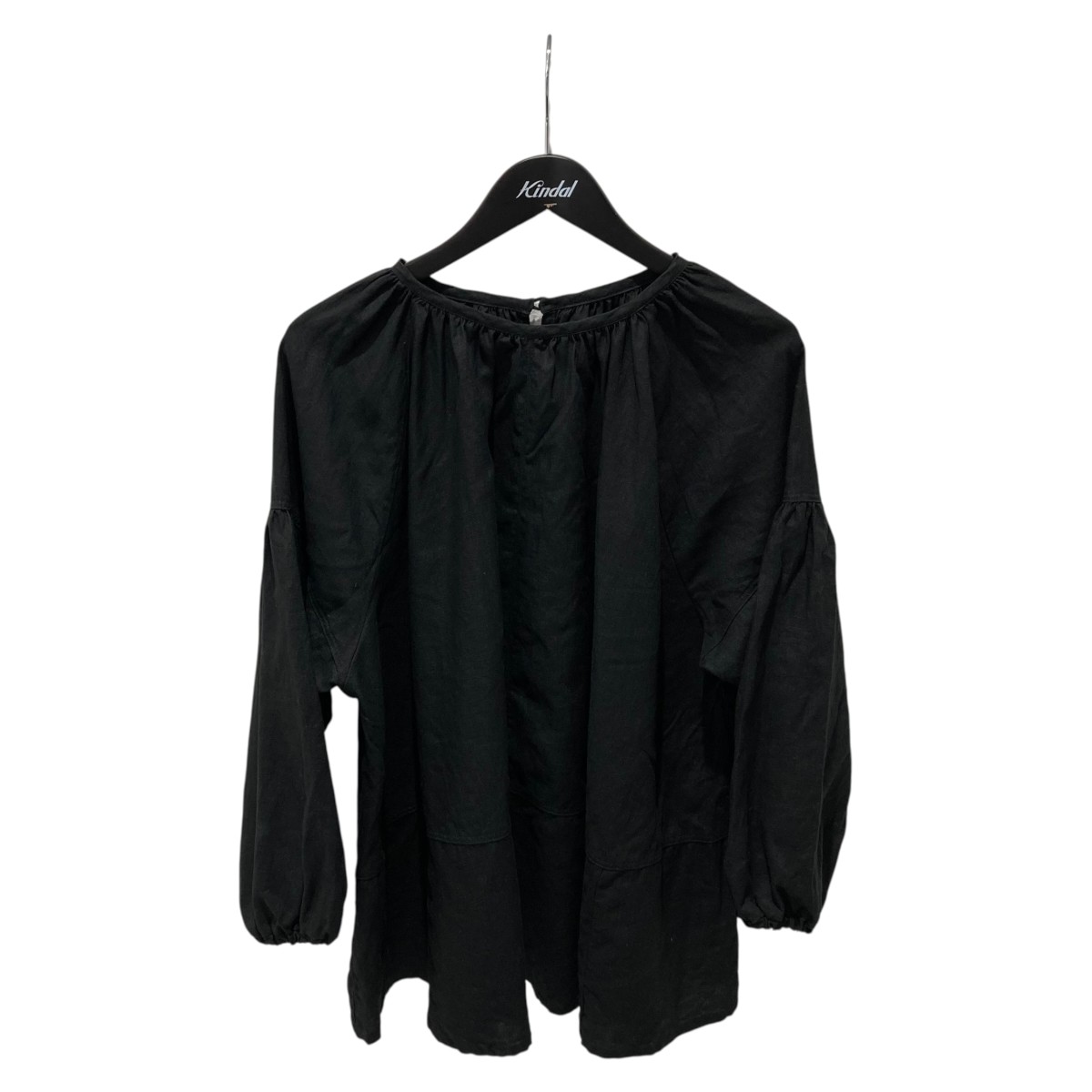 【中古】nest Robe リネンパネルギャザー2wayティーシャツ 長袖トップ 01251-1129 黒いこと 大きさ：Free 【300526】（ネスト衣裳）