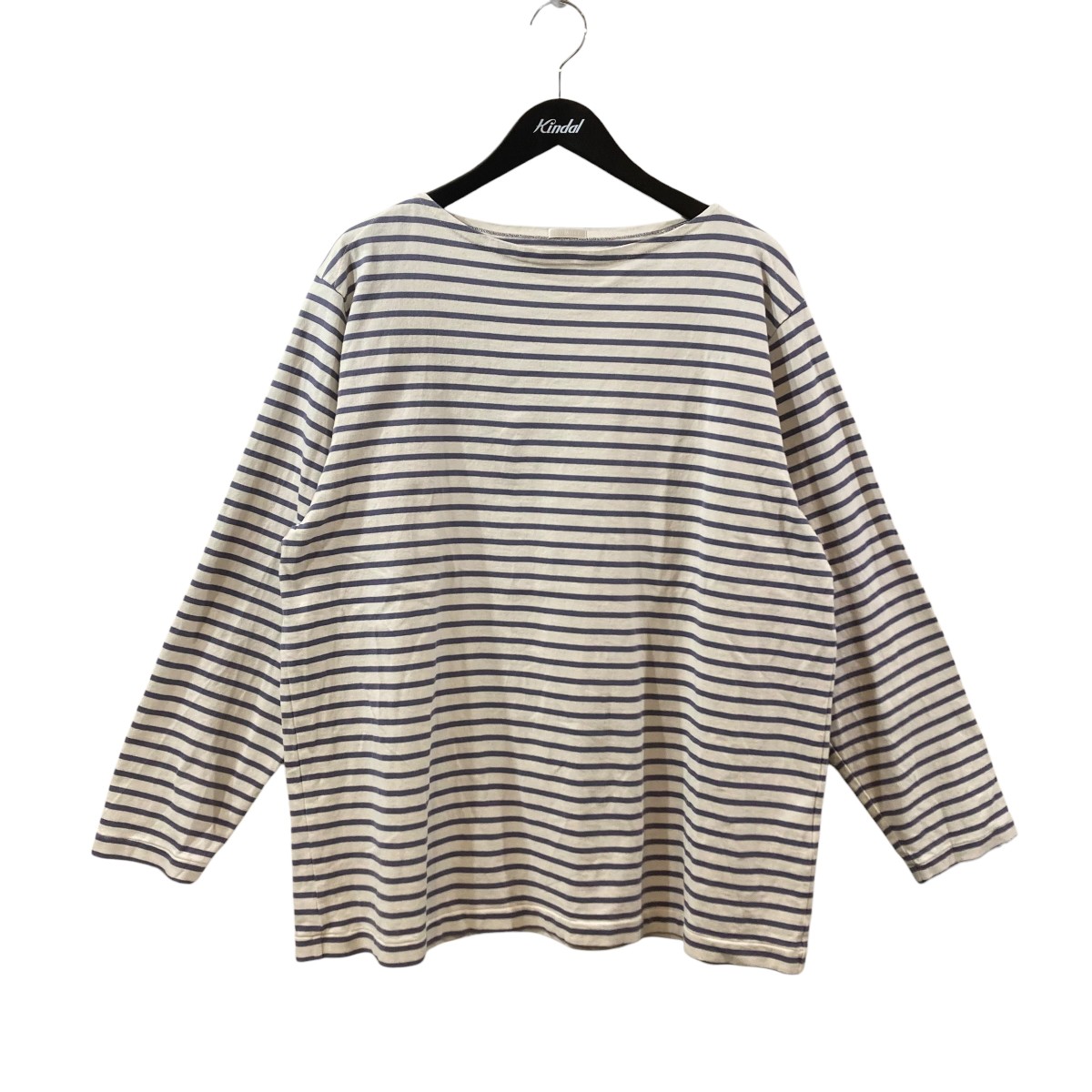 【中古】COMOLI 間借り人 ロング衣袂ティーシャツ T01-05017 白いこと×青碧 大いさ：3 【300526】（コモリ）