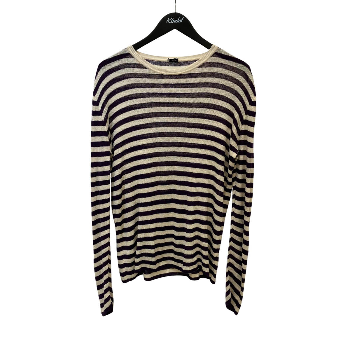 【中古】Saint Laurent Paris ボーダーニット 689362 アイボリー×パープル サイズ:M 【300526】(サンローランパリ)|ブランド古着のカインドオル