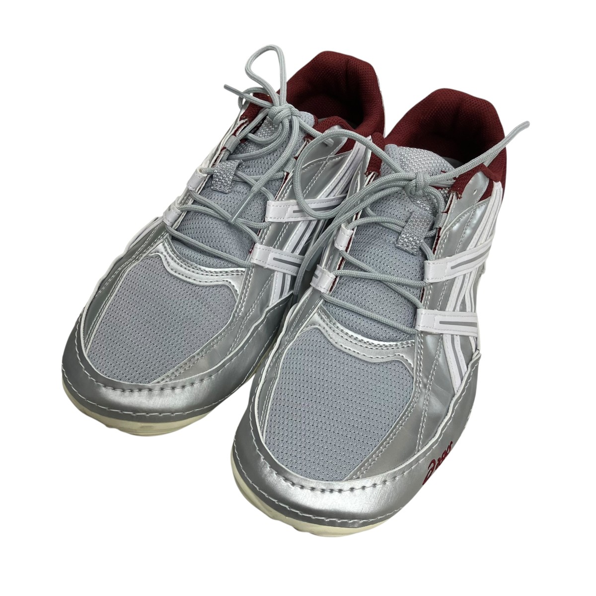 【中古】asics 26SS 3 6 HYPERSYNC PIEDMONT ローカットスニーカー 1203A879-020 しろがね色×赤いこと 大きさ：27.0珊 【300526】（アシックス）