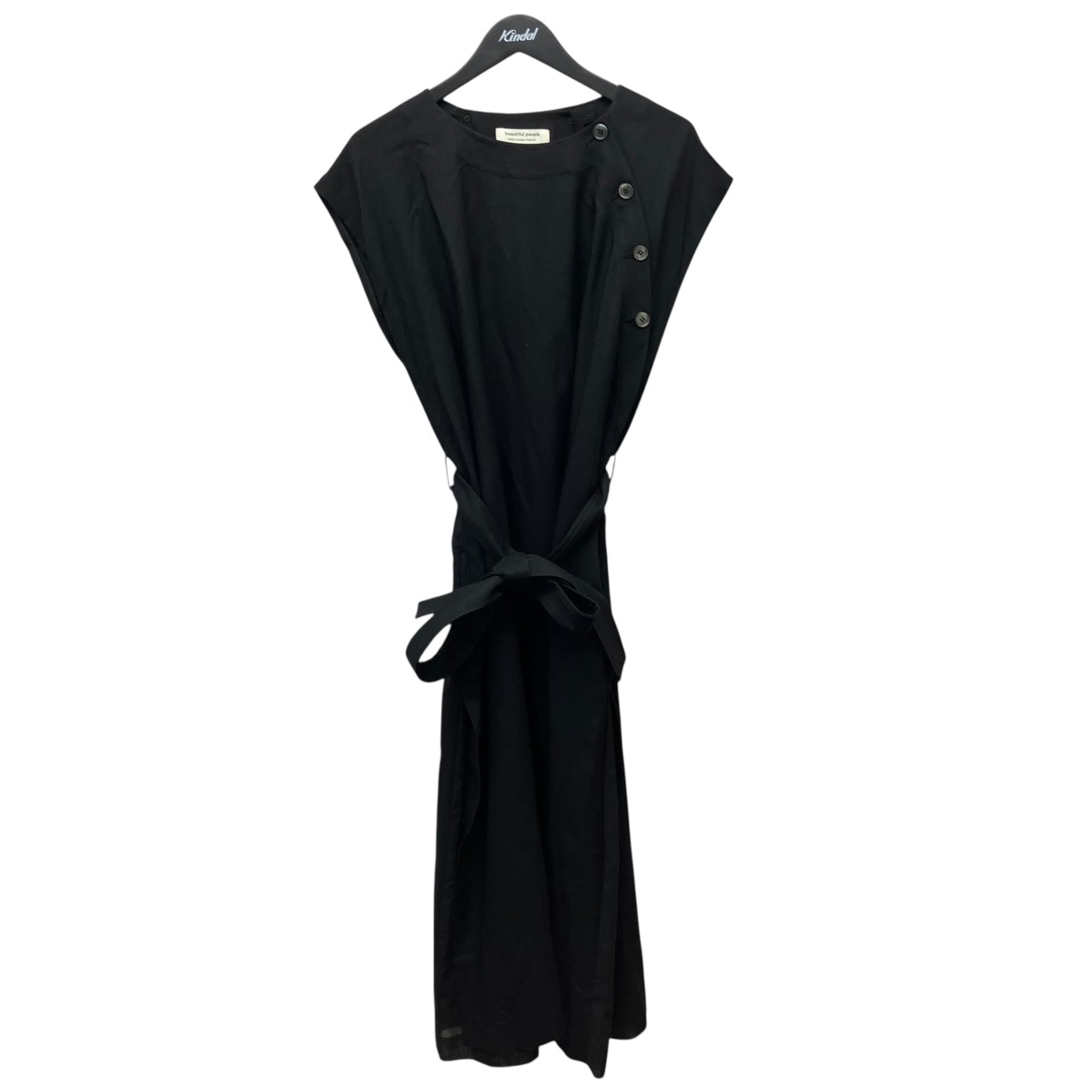【中古】beautiful people viscosewool gabardin raglan split dress ノースリーブベルテッドワンピース 1045104005 黒いこと 大きさ：38 【300526】（ビューティフルピープル）