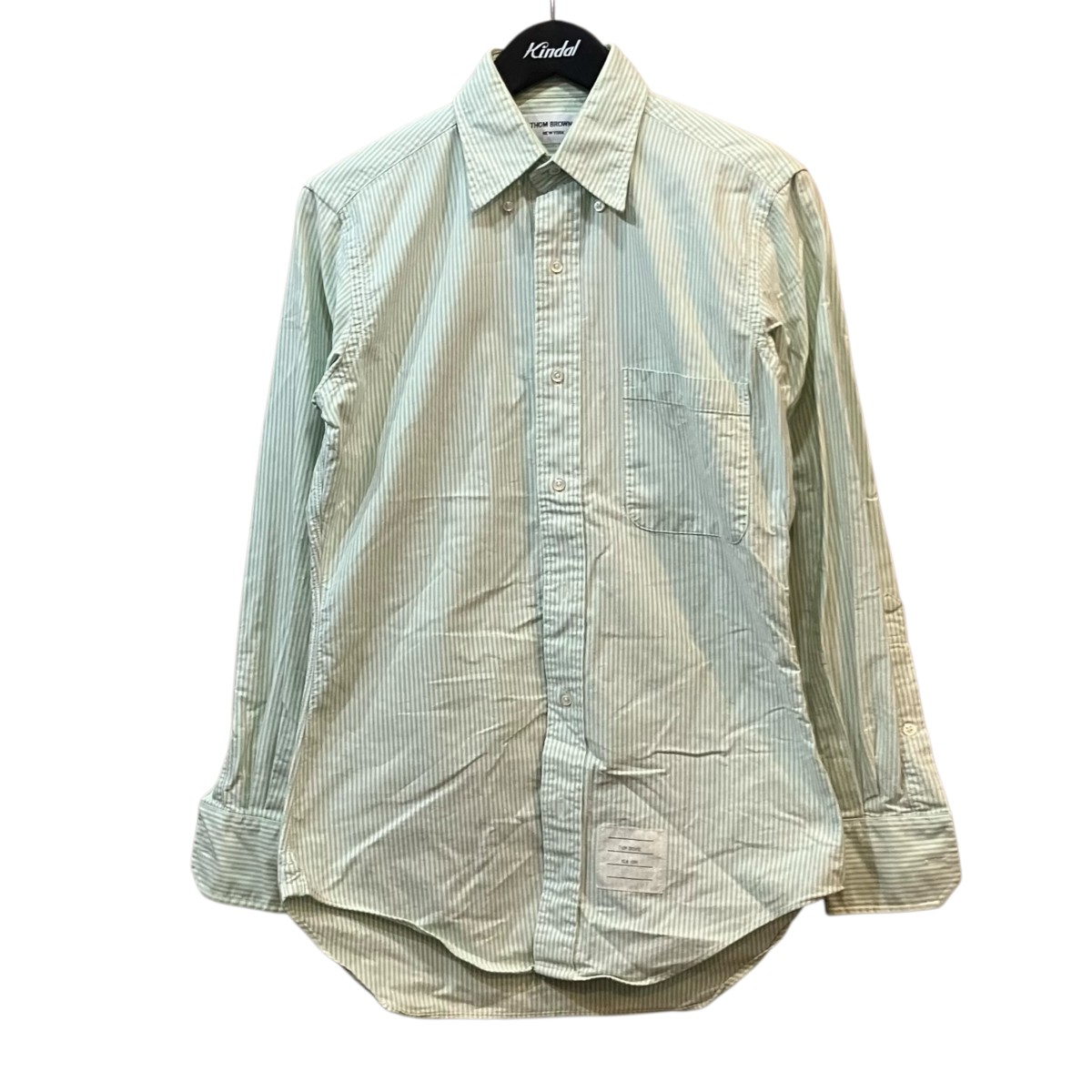 【中古】Thom Browne 縞模様柄プルオーバー 緑であること×白いこと 大きさ：0 【310526】（トム・赤銅色）