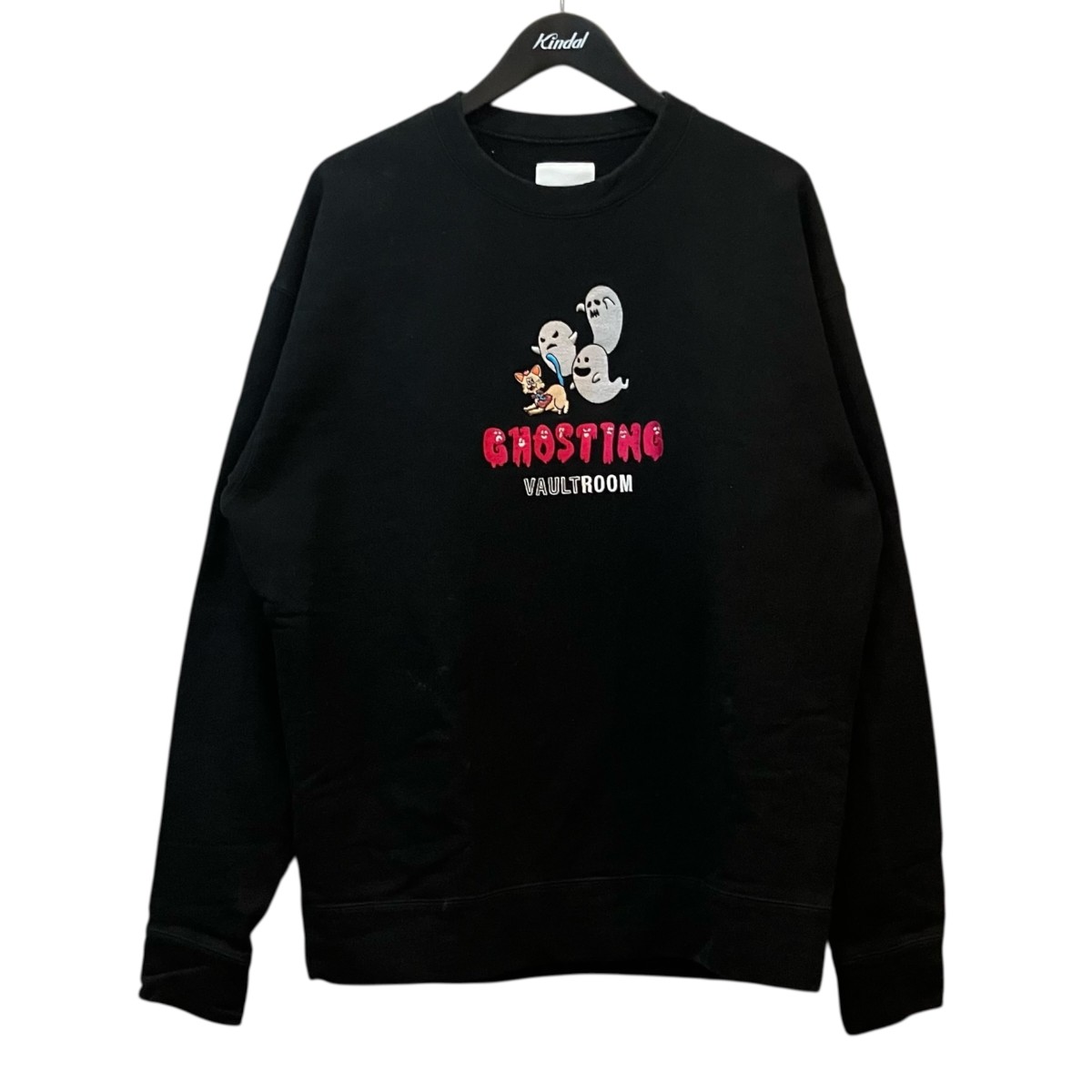 【中古】VAULTROOM　GHOSTING CREWNECK ゴースティングクルーネックスウェット ブラック サイズ：L 【310526】（ボルトルーム）｜ブランド古着のカインドオル
