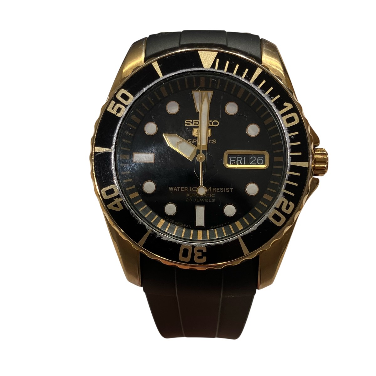 【中古】SEIKO セイコー5 SPORTS 自動小銃一巻き ウオッチ 7S36-03C0 黒いこと 大きさ：書きとどめるなし 【300526】（セイコー）