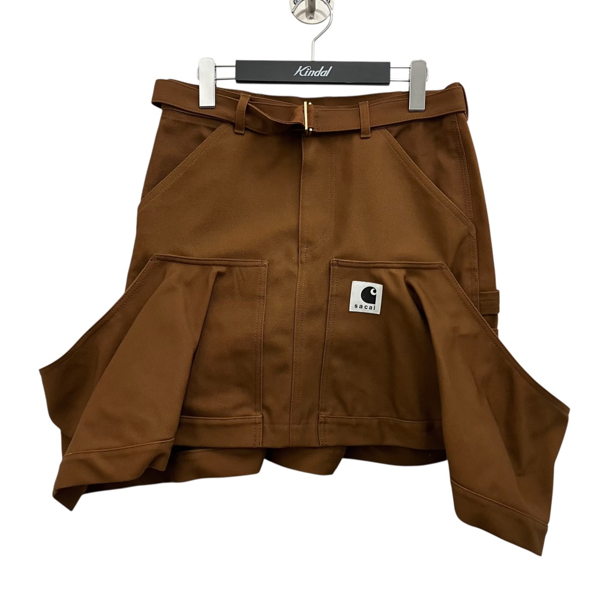 【中古】sacai&times;CarHartt　【Carhartt WIP Skirt】 タックスカート 25-08086 ブラウン サイズ：2 【300526】（サカイ&times;カーハート）｜ブランド古着のカインドオル