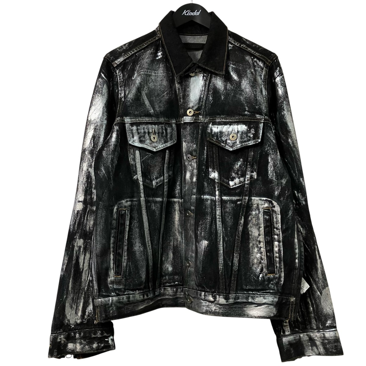 【中古】JUN NAKAYAMA 24SS CRASH COATING DENIM JACKET ダメージコーティングデニムジャケット 黒いこと×しろがね色 大きさ：46 【310526】（ジュン ナカまっ盛り）