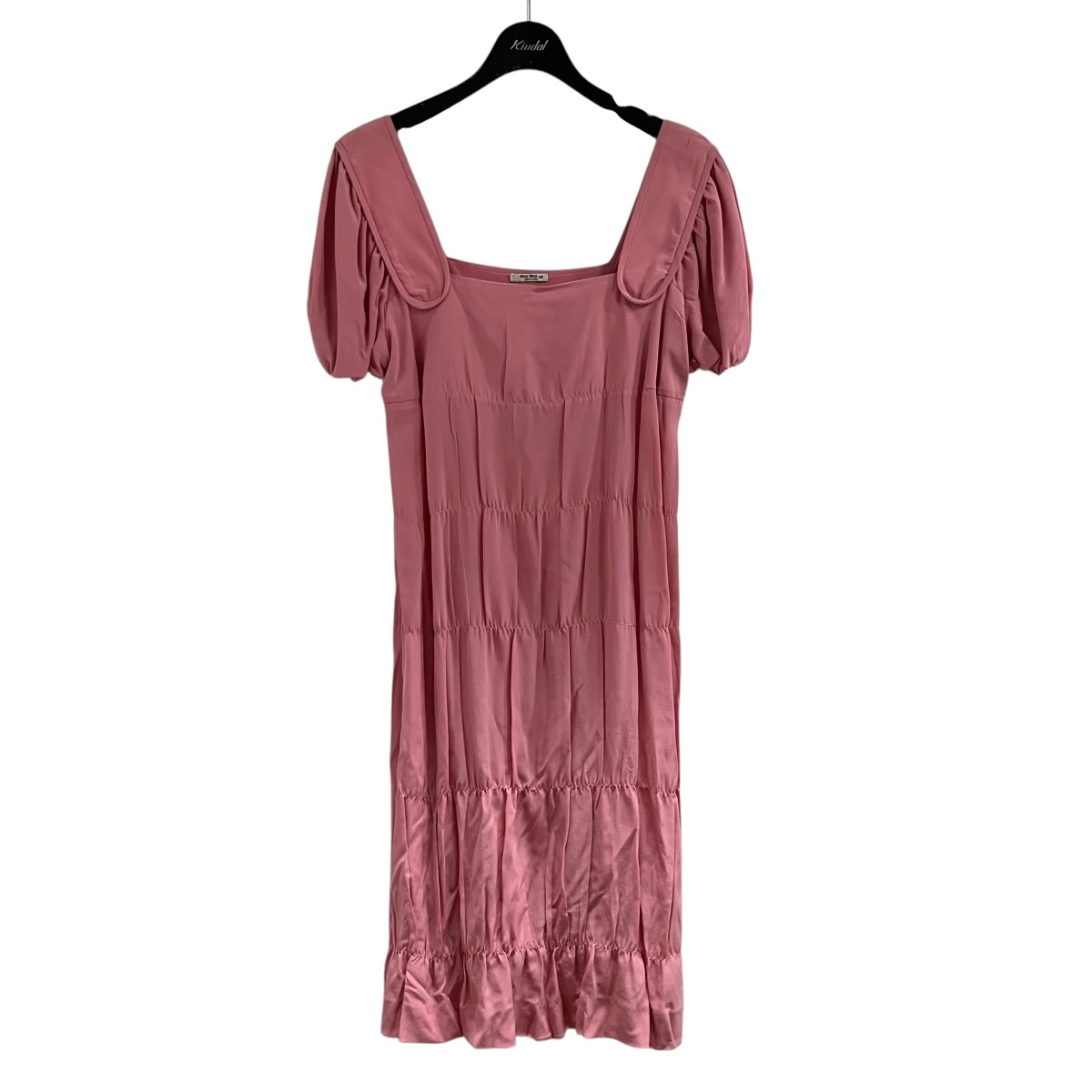 【中古】MIU MIU パプスリーブシルクワンピース サクラ色 大きさ：38 【310526】（ミュウミュウ）