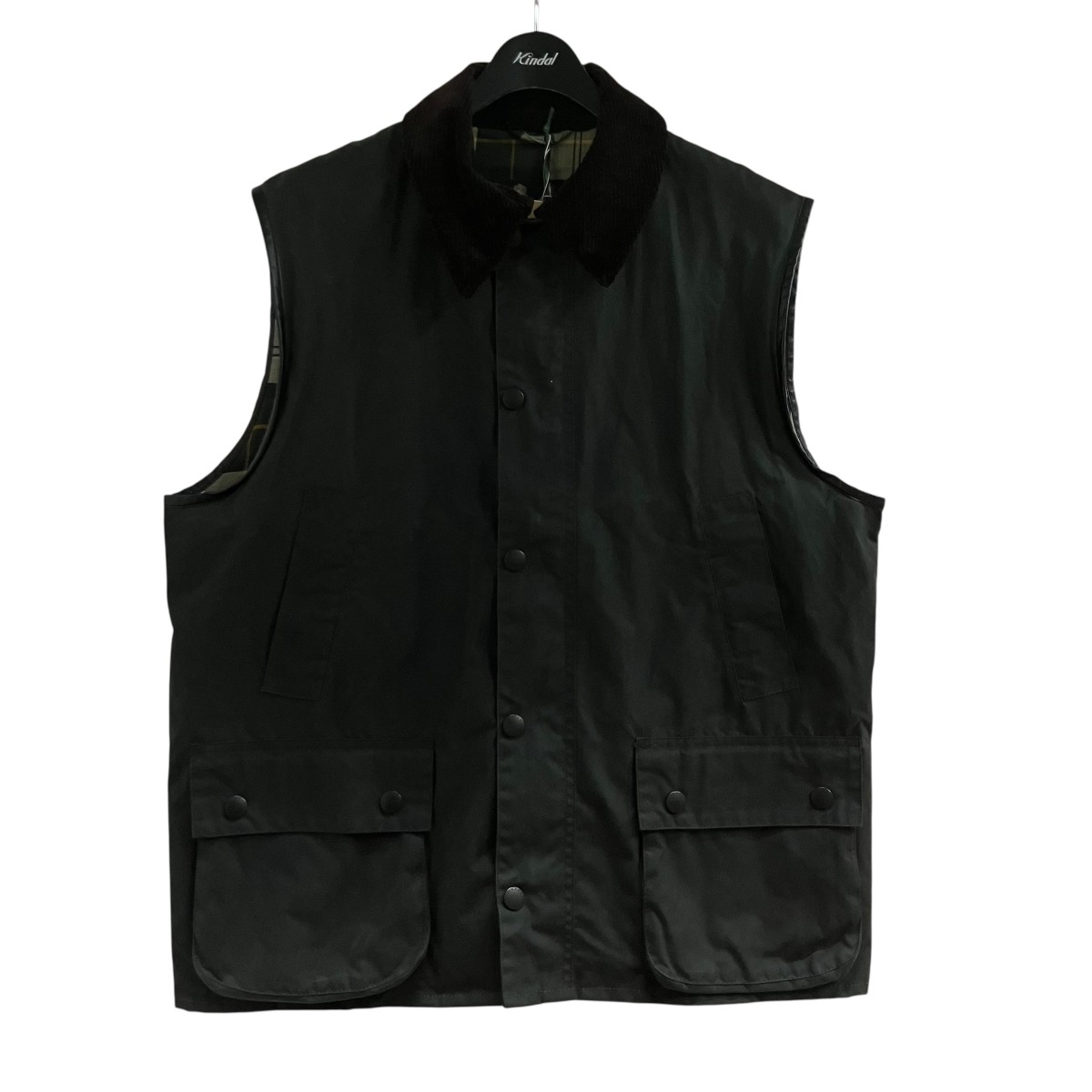 【中古】Barbour×B-SHOP オイルドクロスベスト 綿織物 モスグリーン 大きさ：42 【310526】（バーブァー）