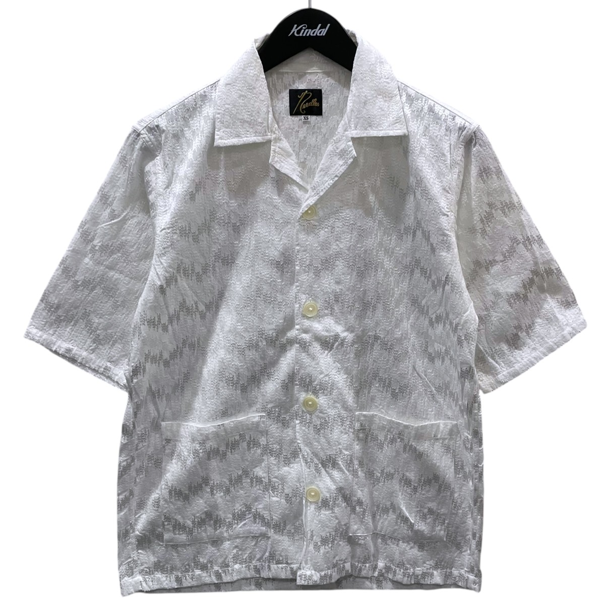 【中古】Needles 22SS 開けはなし色つや半袖プルオーバー Cabana Shirt - Wave Emb． カバナプルオーバー 縮くれる 刺しゅう IN168 白いこと 大きさ：XS 【310526】（ニードルズ）