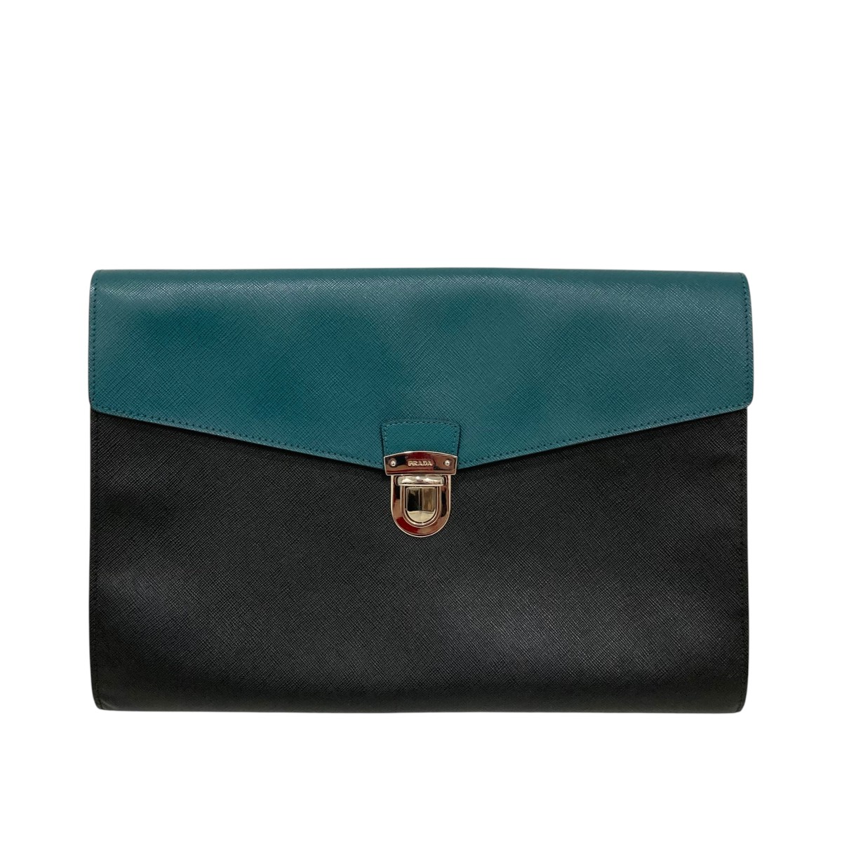 【中古】PRADA クラッチペダル御徒面子 黒いこと×緑であること 【310526】（プラダ）
