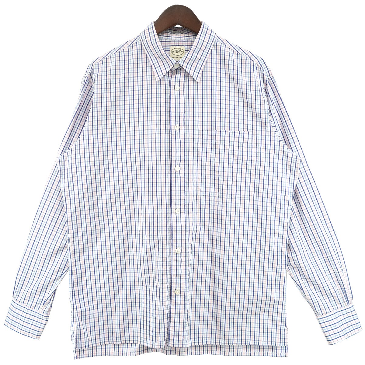【中古】MAISON et VOYAGE （TOMORROWLAND） 24AW 120／2 コットンポプリンレギュラーカラーシャツ ALUMO マルチ色つや 大きさ：M 【310526】（住み家 エ ヴォヤージュ トゥモローランド）