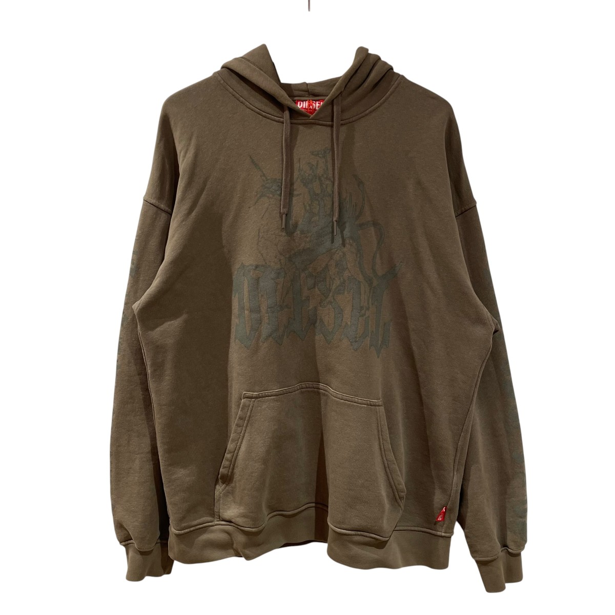 【中古】DIESEL Treated hoodie with griffin print ティーシャツパーカー A23805 カーキ 大きさ：S 【310526】（ディーゼル）
