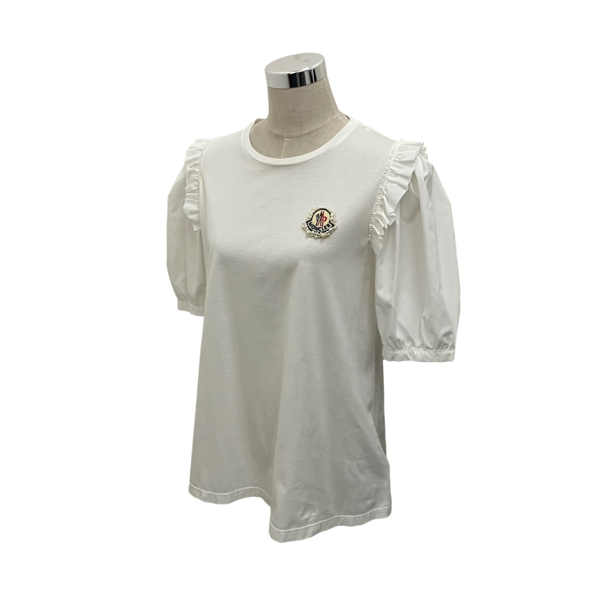 【中古】MONCLER×Simone Rocha 【T-SHIRT GIROCOLLO C PATCH】 袖うつり変わりティーシャツ E109W8052700 白いこと 大いさ：L 【310526】（モンク軌跡×シモーネ ロシャ）
