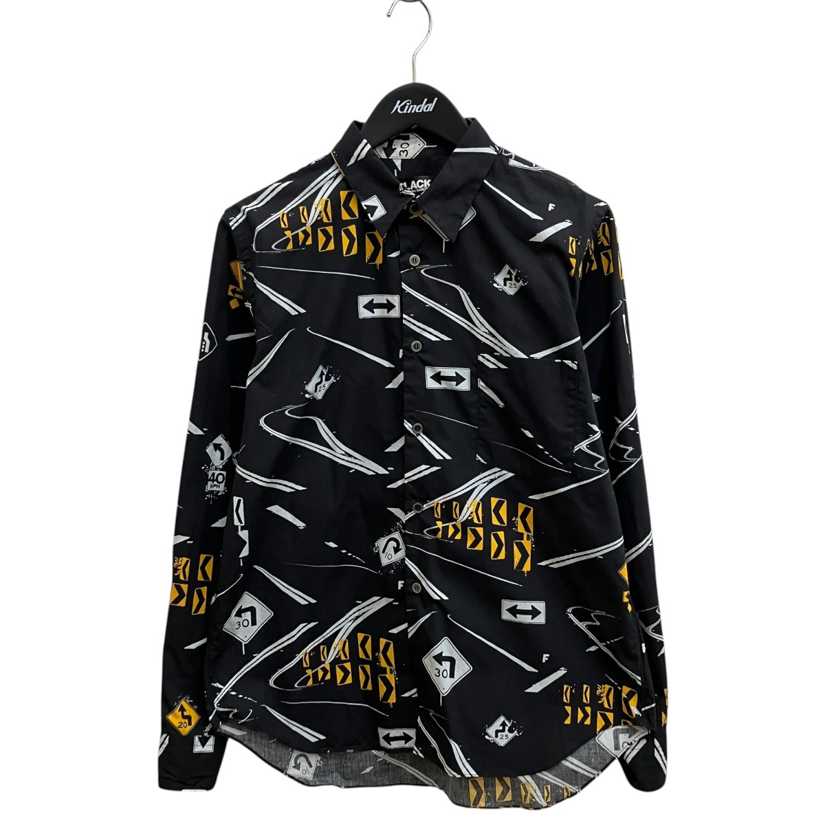 【中古】BLACK COMME des GARCONS 道のり目じるし刷り上げる 長袖プルオーバー 1E-B011 黒いこと 大きさ：M 【010626】（ブラックコムデギャルソン）