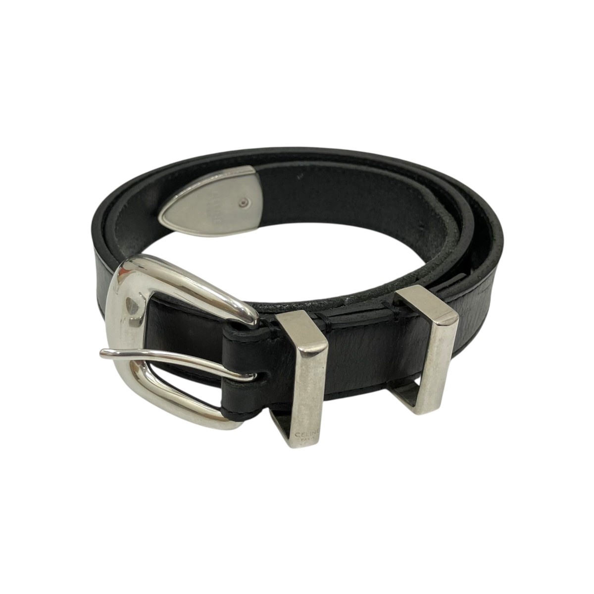 【中古】CELINE by Hedi Slimane ウエスタンバックルレザーベルト F-NE-2292 黒いこと 【010626】（セリーヌ）