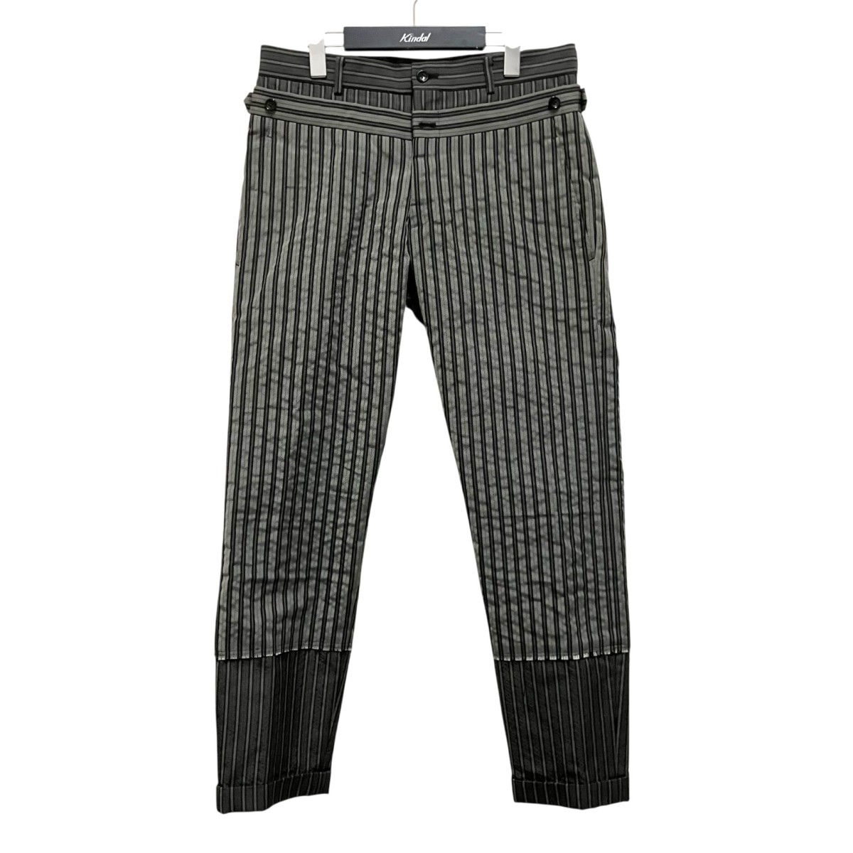【中古】COMME des GARCONS HOMME PLUS 縞模様ズボン下 PI P019 薄墨色 大きさ：M 【010626】（コムデギャルソンオムプリュス）