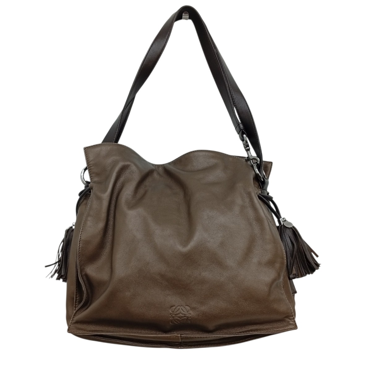 【中古】LOEWE フラメンコ アナグラム タッセル ショルダーバッグ ブロンズ 【010626】(ロエベ)|ブランド古着のカインドオル