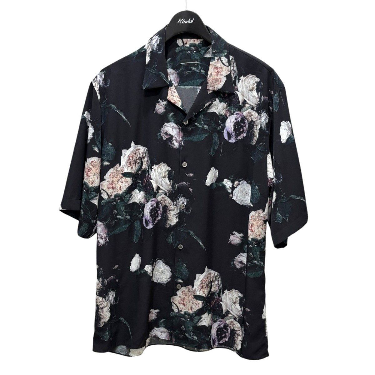 【中古】LAD MUSICIAN 明けっ広げ色合い御花柄プルオーバー OPEN COLLAR FLOWER SHIRT 2323-111 黒いこと 大きさ：46 【310526】（ラッドミュージシャン）