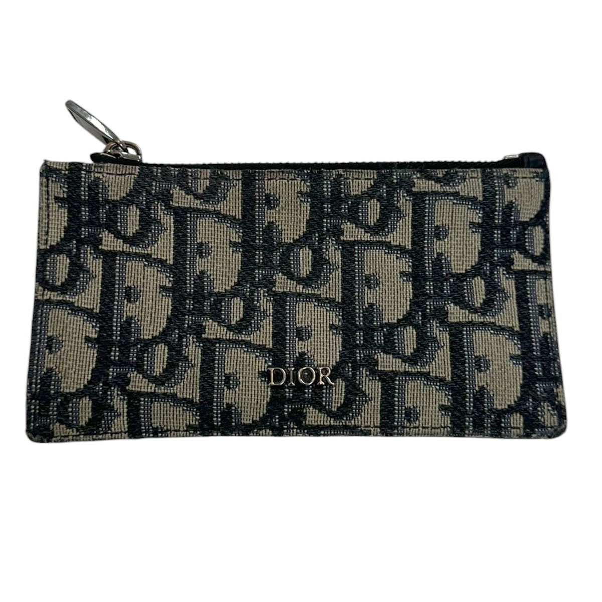 【中古】DIOR オブリークコインカードケース ベージュ×黒いこと×青碧 【310526】（クリスチャンディオール）