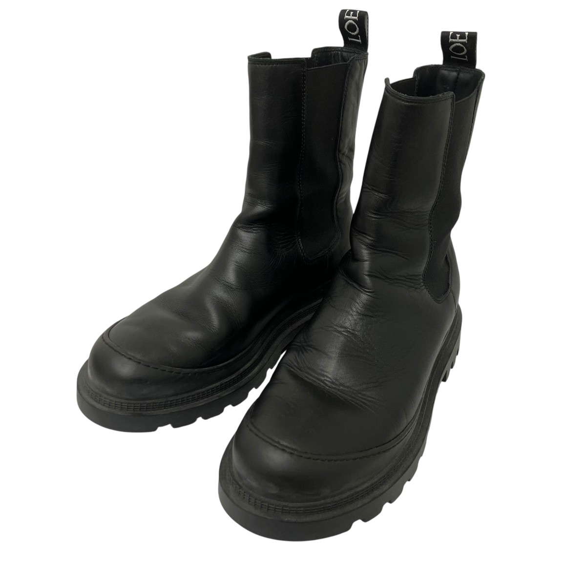 【中古】LOEWE レザーロゴブーツ 黒いこと 大きさ：40 【010626】（ロエベ）