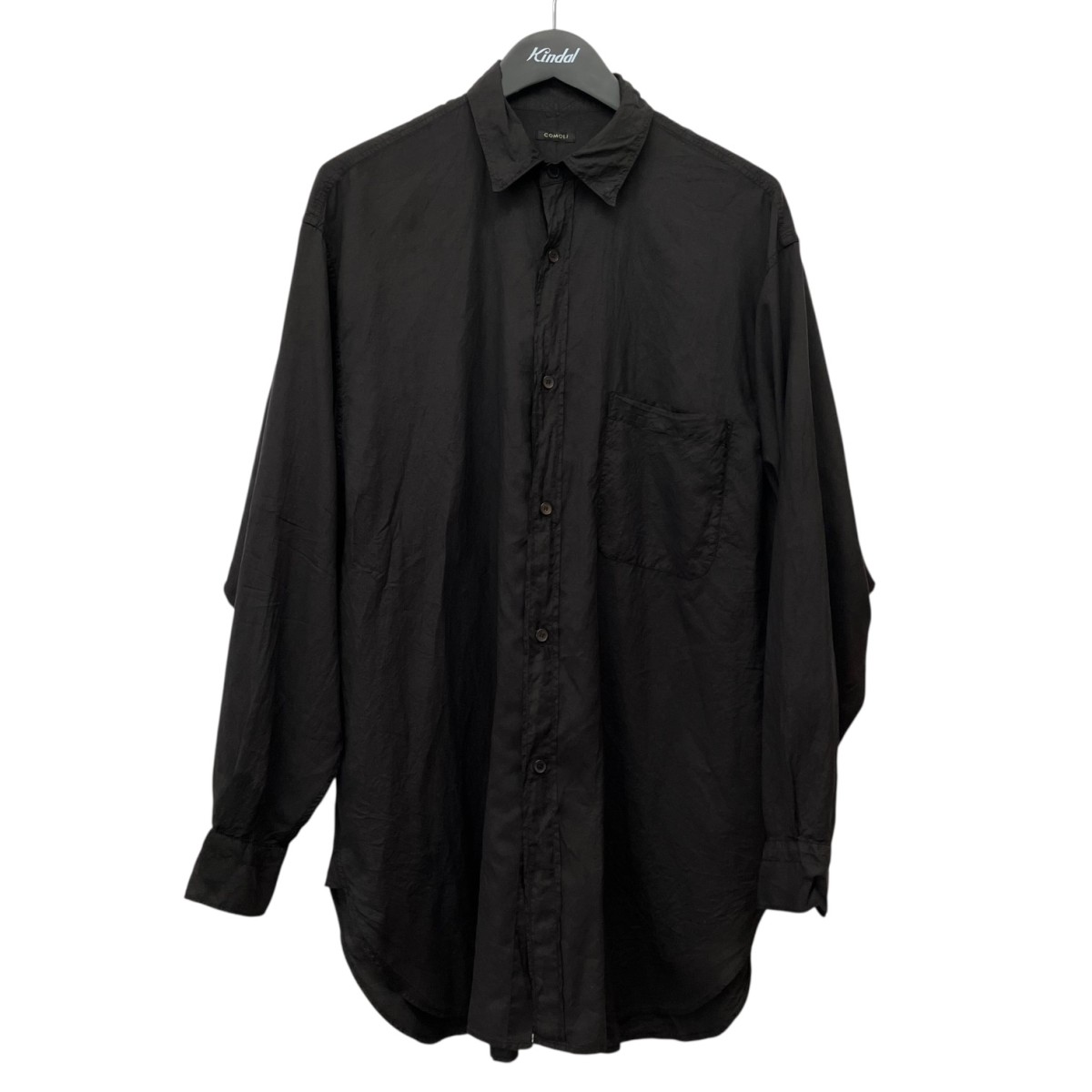 【中古】COMOLI 25SS 地絹生産物染プルオーバー B01-02014 黒いこと 大きさ：2 【010626】（コモリ）