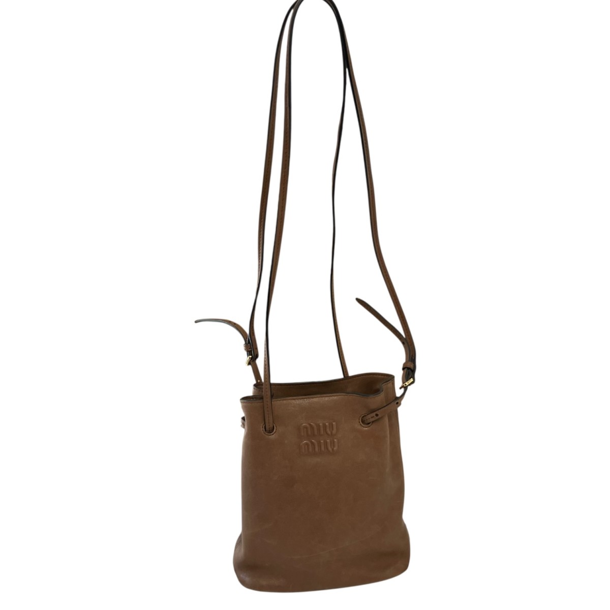 【中古】MIU MIU 26SS ナッパレザーショルダーバッグ ブラウン 【010626】(ミュウミュウ)|ブランド古着のカインドオル