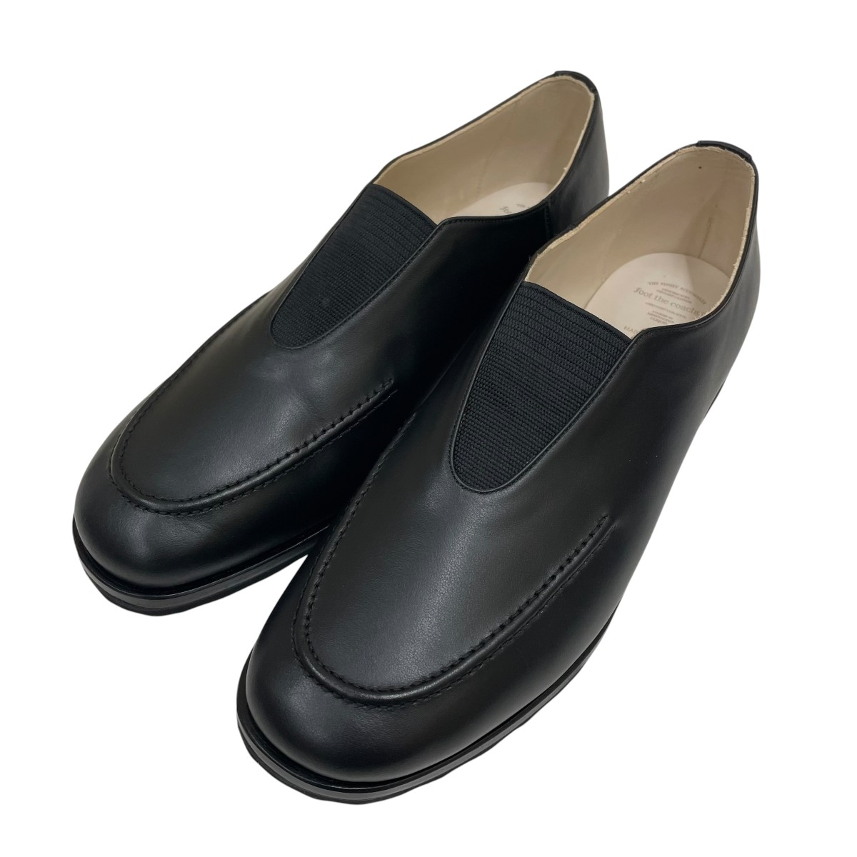 【中古】foot the coacher ELASTIC MOCCASINS なめし革シューズ 黒いこと 大きさ：7.5 【010626】（フットザコーチャー）
