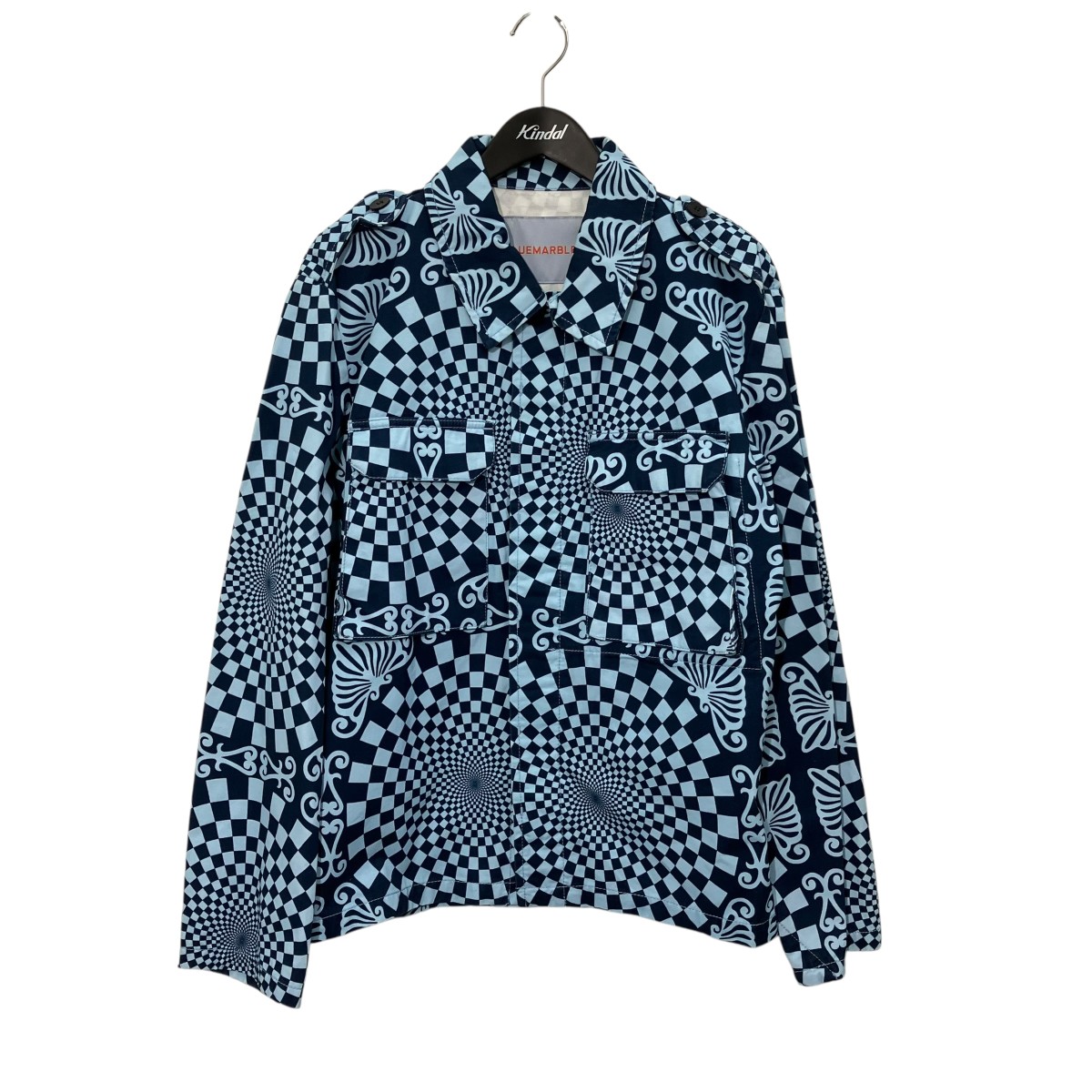【中古】BLUEMARBLE Folk Checkerboard 上衣 青碧 大いさ：M 【010626】（青碧大理石）