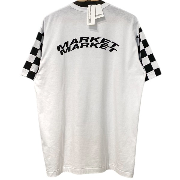 【中古】COMME des GARCONS black and pink MARKET MARKET制限事項CHECKER TEE 2チェッカーティーシャツ 白いこと 大いさ：XXL 【010626】（コムデギャルソン）