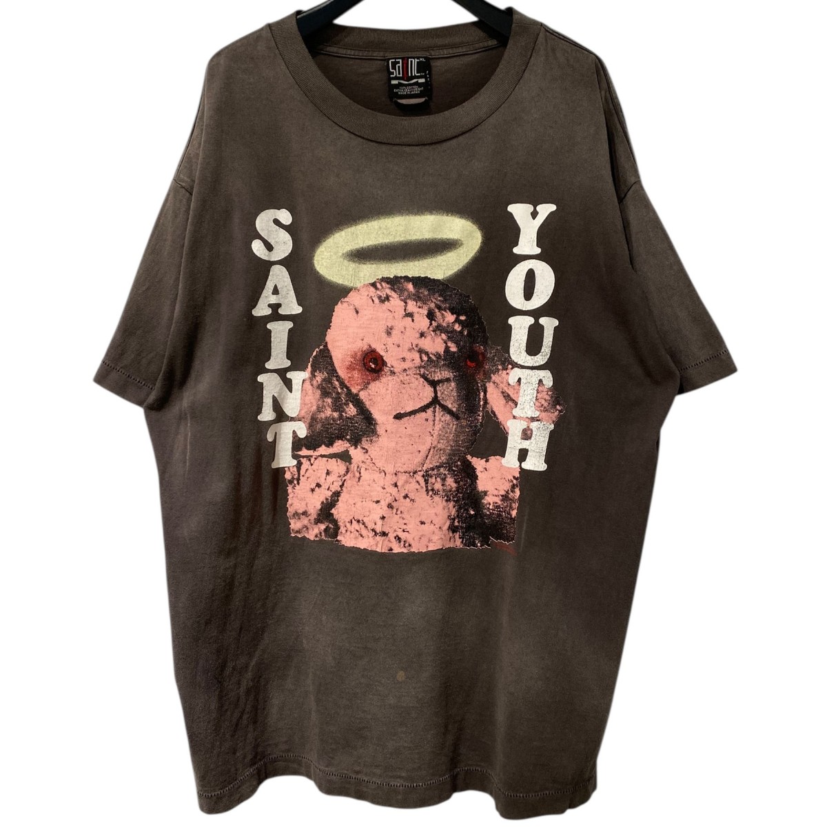 【中古】SAINT MICHAEL SHORT SLEEVE T-SHIRT PINKSHEEP／ASCENSION Vintage製作刷り上げるプルオーバー 黒いこと 大きさ：XL 【010626】（仙マイケル）
