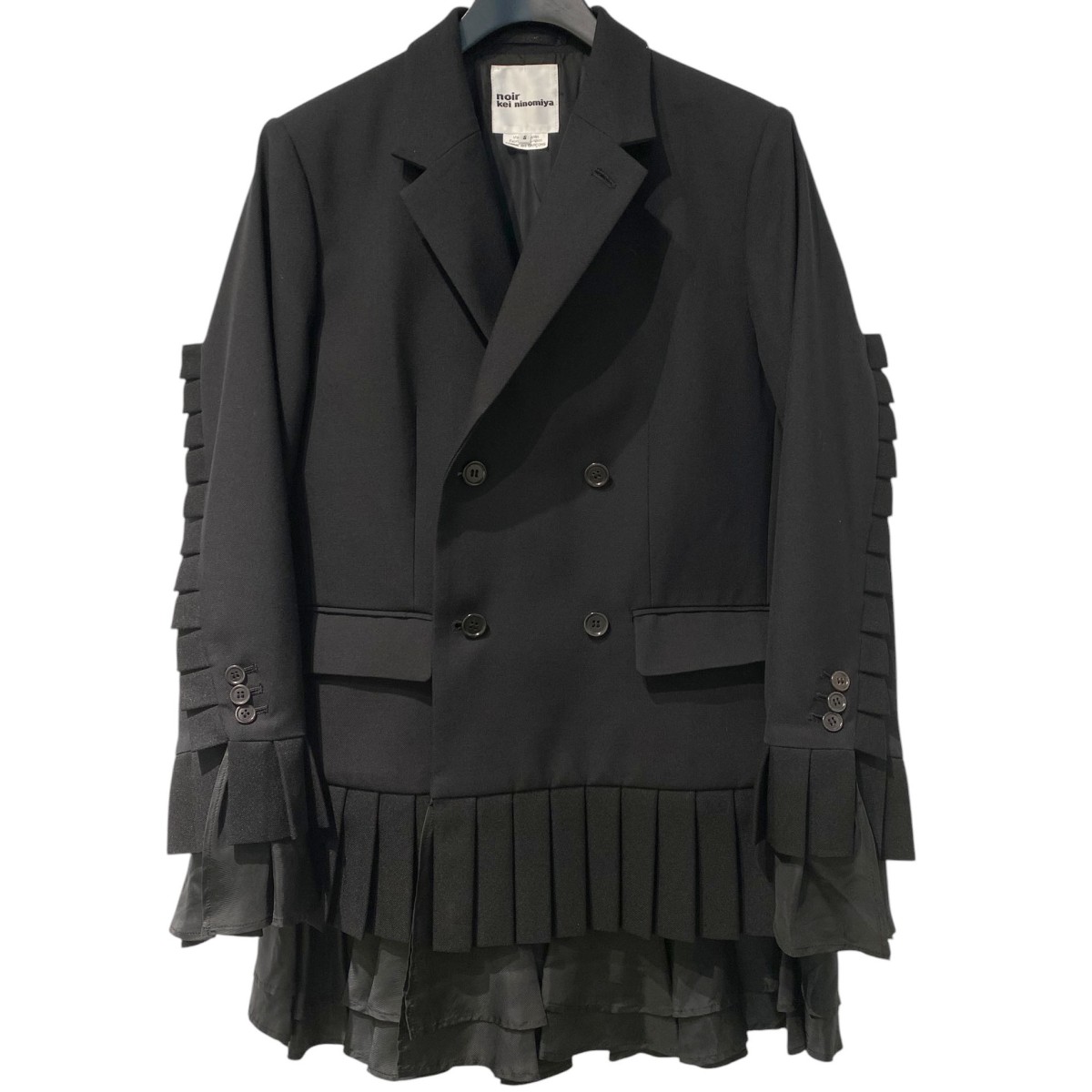【中古】noir kei ninomiya 26SS Pleated Blazer Jacketプリーツウールポリレイヤードブレザージャケット 3Q-J005 黒いこと 大きさ：S 【010626】（ノワールケイニノミヤ）