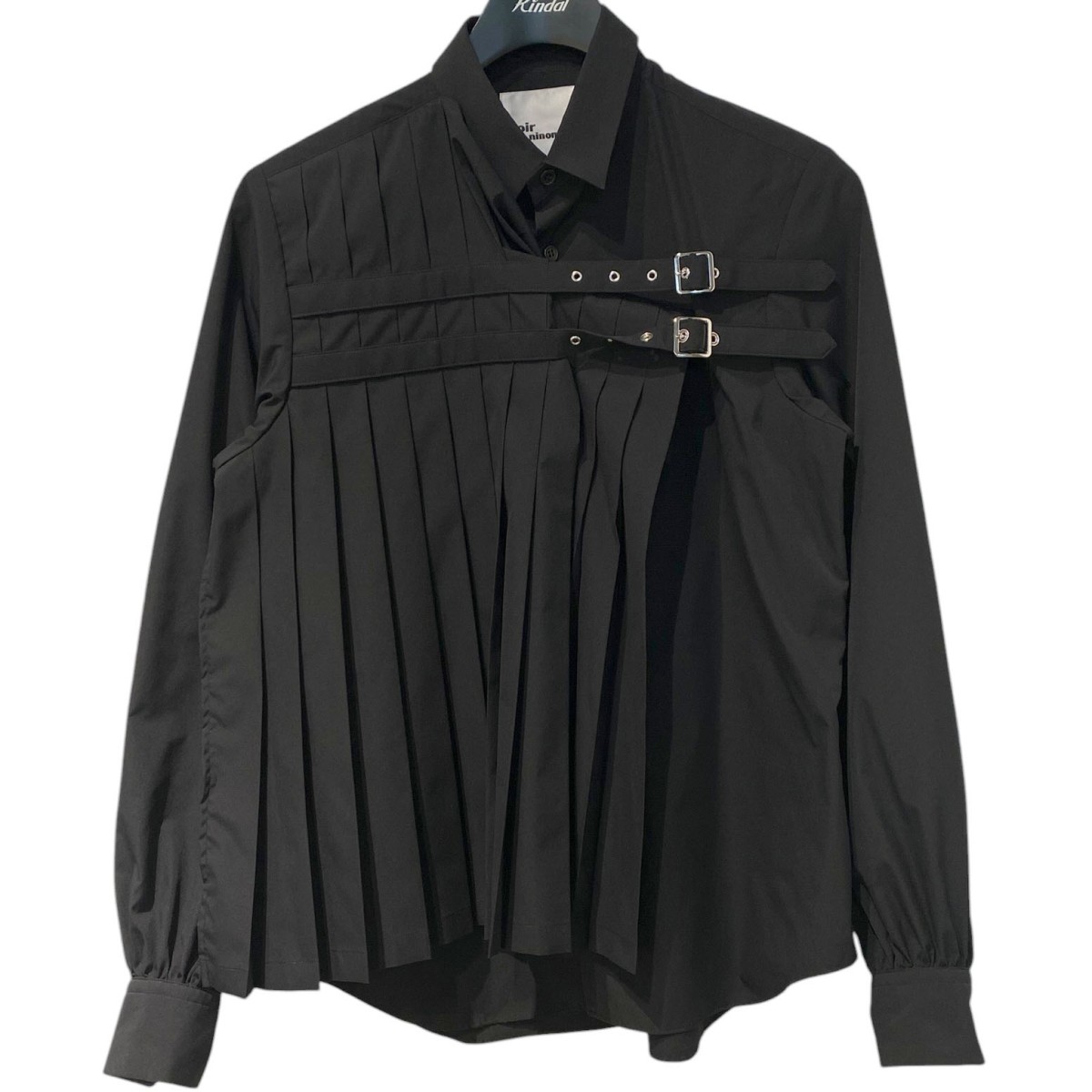 【中古】noir kei ninomiya 26SS Buckle Pleated Shirtバックルベルトプリーツシャツ 3Q-B020 黒いこと 大きさ：S 【010626】（ノワールケイニノミヤ）