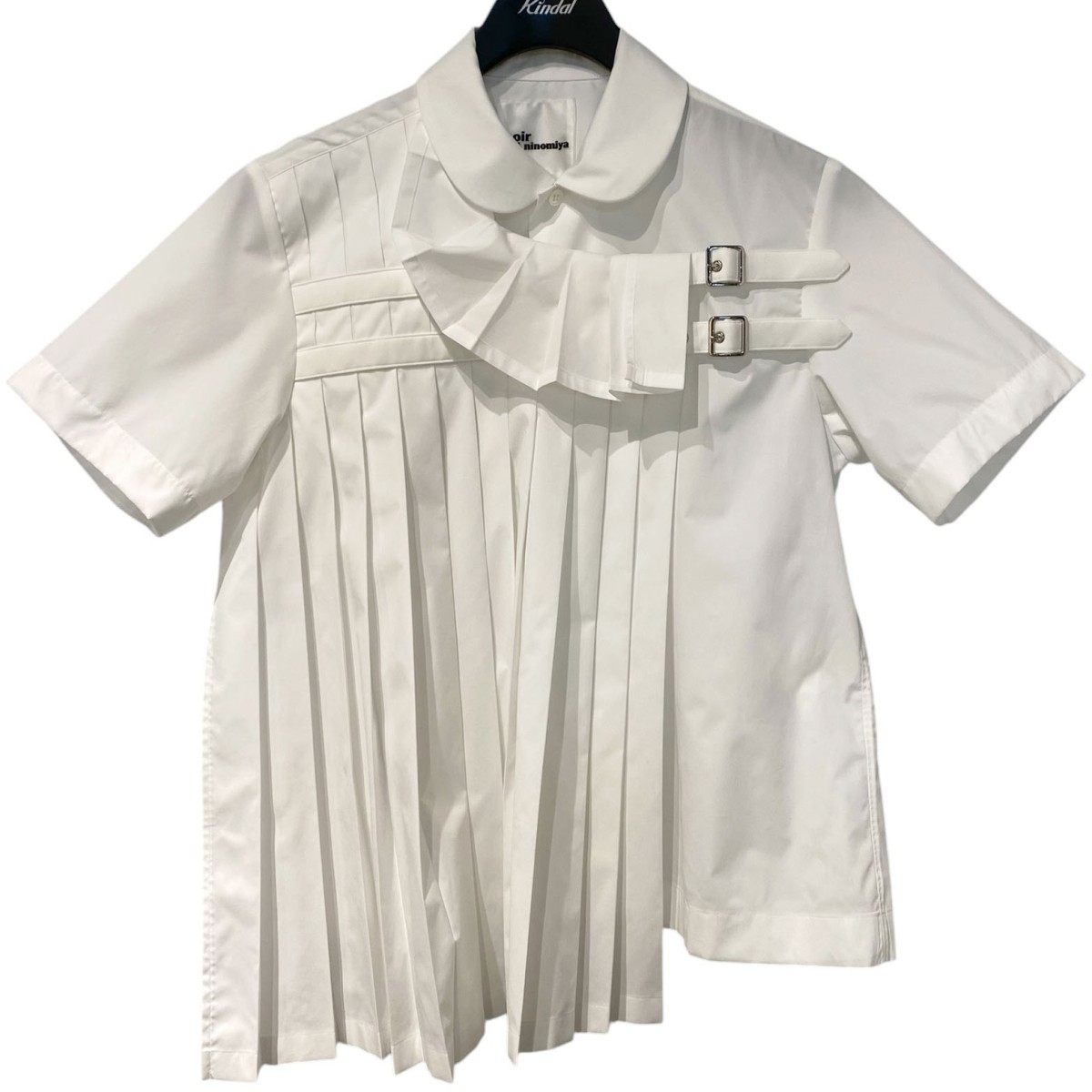 【中古】noir kei ninomiya 26SS Buckle Pleated S／S Shirtバックルベルトプリーツ半袖プルオーバー 3Q-B021 白いこと 大きさ：S 【010626】（ノワールケイニノミヤ）