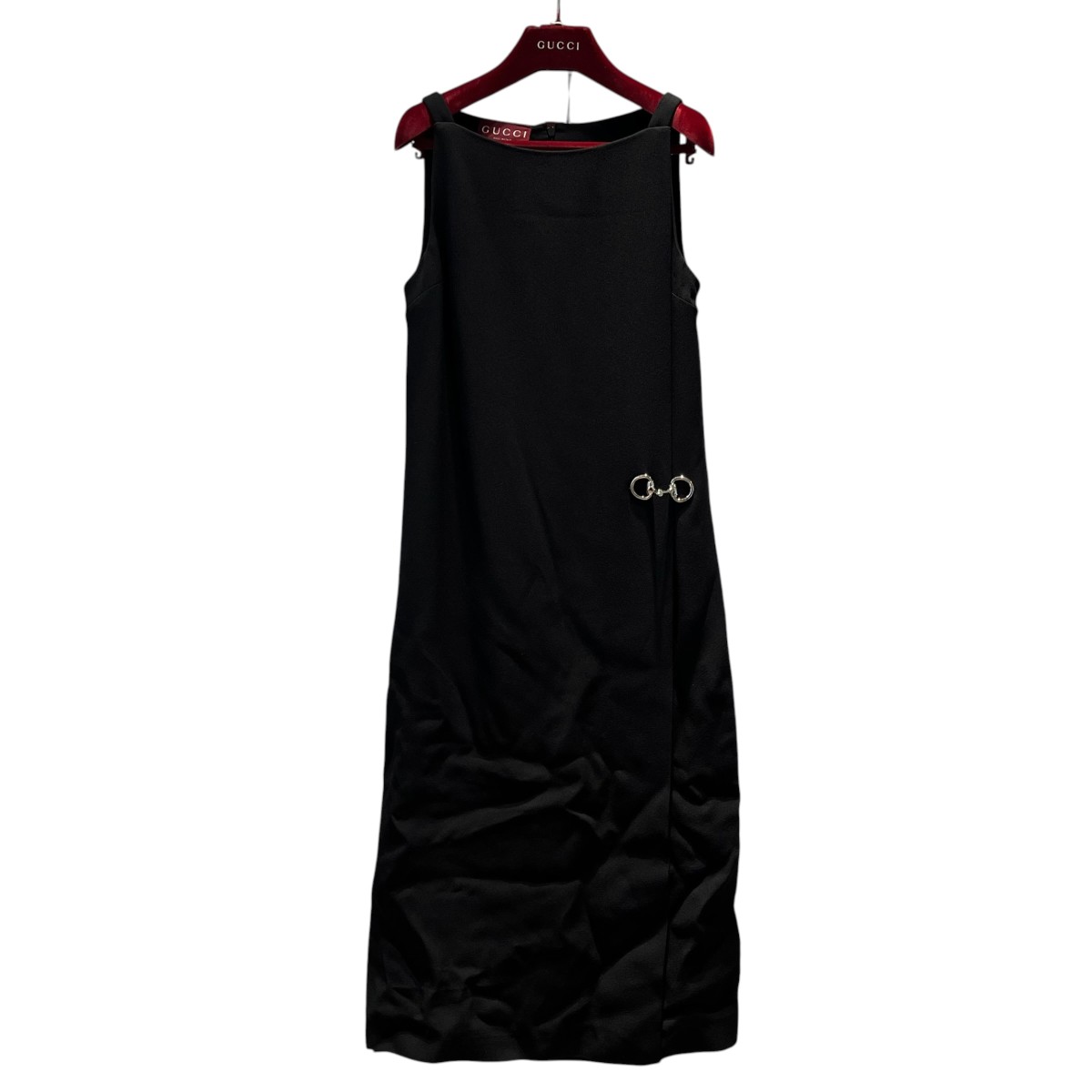 【中古】GUCCI 配管ビット ノースリーブ衣裳 808796 黒いこと 大いさ：38 【010626】（グッチ）