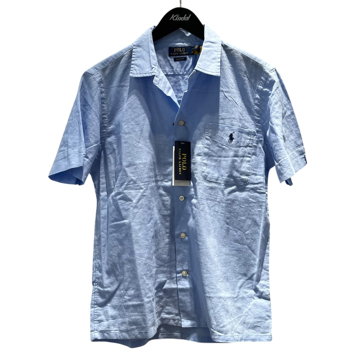 【中古】POLO RALPH LAUREN ワンポイント 半袖開けはなし色つやプルオーバー 青碧 大きさ：S 【010626】（ポロラルフローレン）