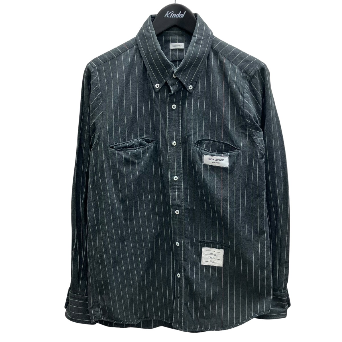 【中古】Thom Browne 縞模様プルオーバー 薄墨色 大きさ：2 【020626】（トム・赤銅色）